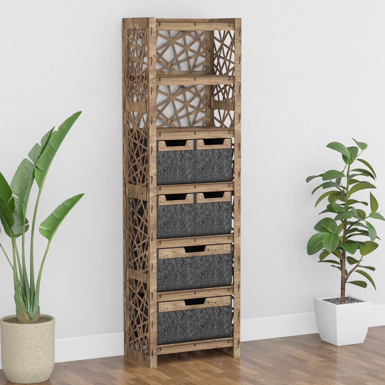 Crystals Tall 6 Drawer Storage Tower [2L 4S BLACK BINS]