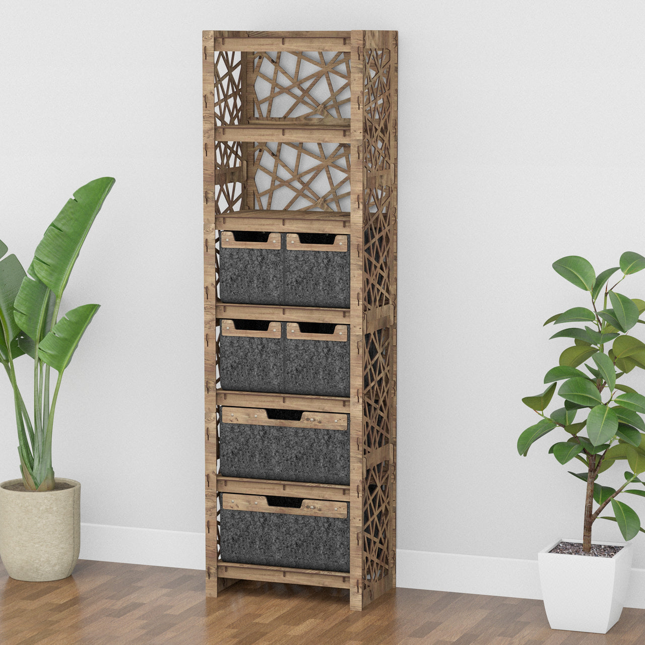 Crystals Tall 6 Drawer Storage Tower [2L 4S BLACK BINS]