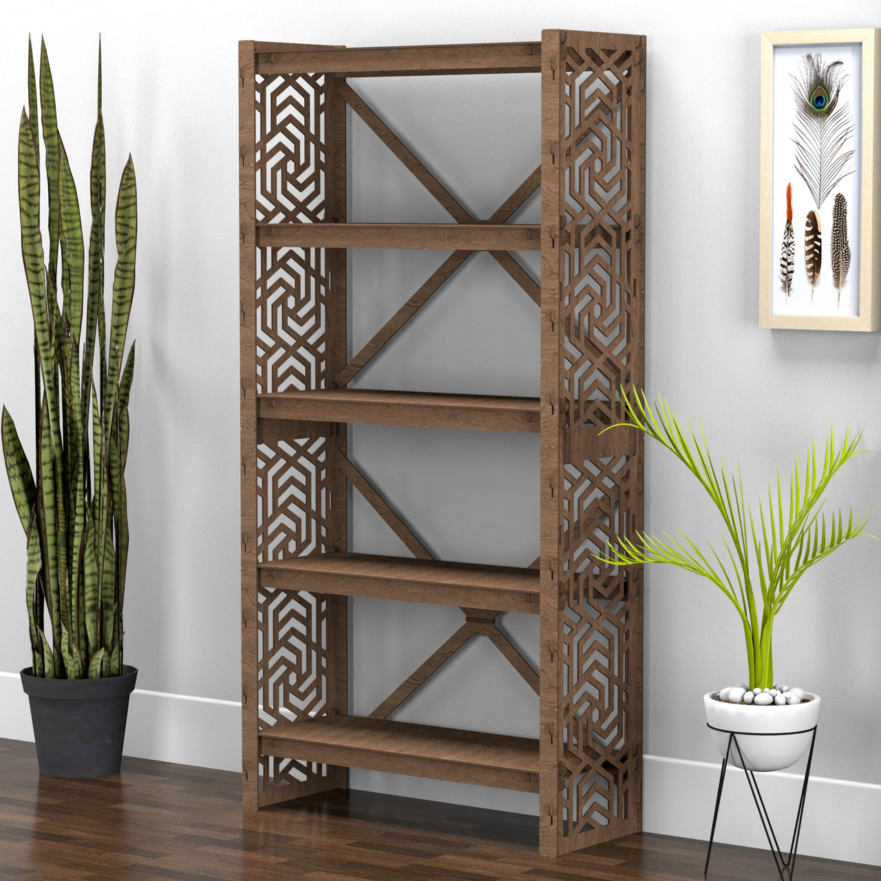 Solar Shallow X 5-tier Bookshelf Bookcase Shelving Unit