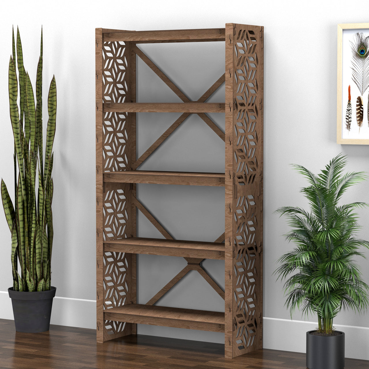 Flowers Shallow X 5-tier Bookshelf Bookcase Shelving Unit