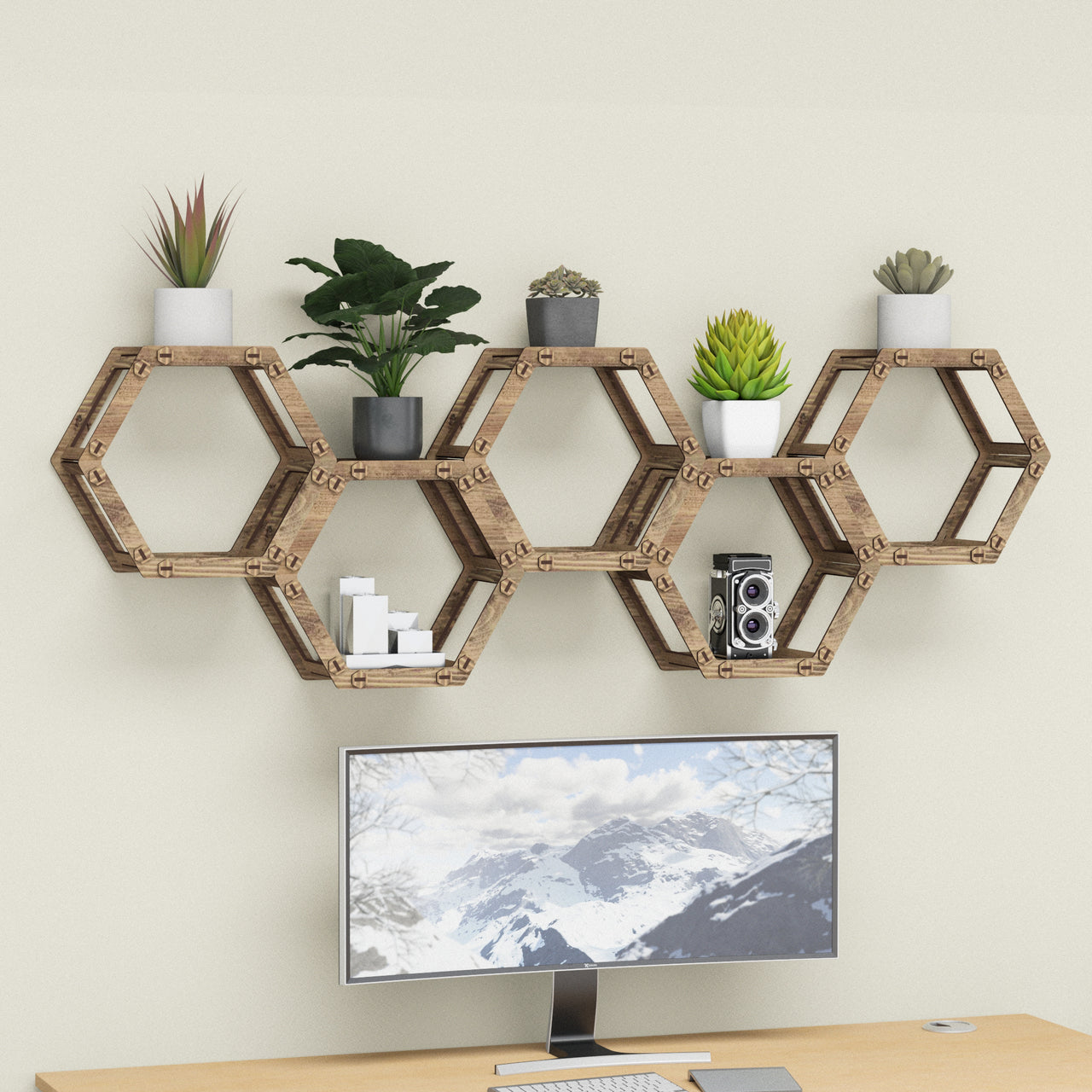 Hexagon Wall Shelves [5pcs set]