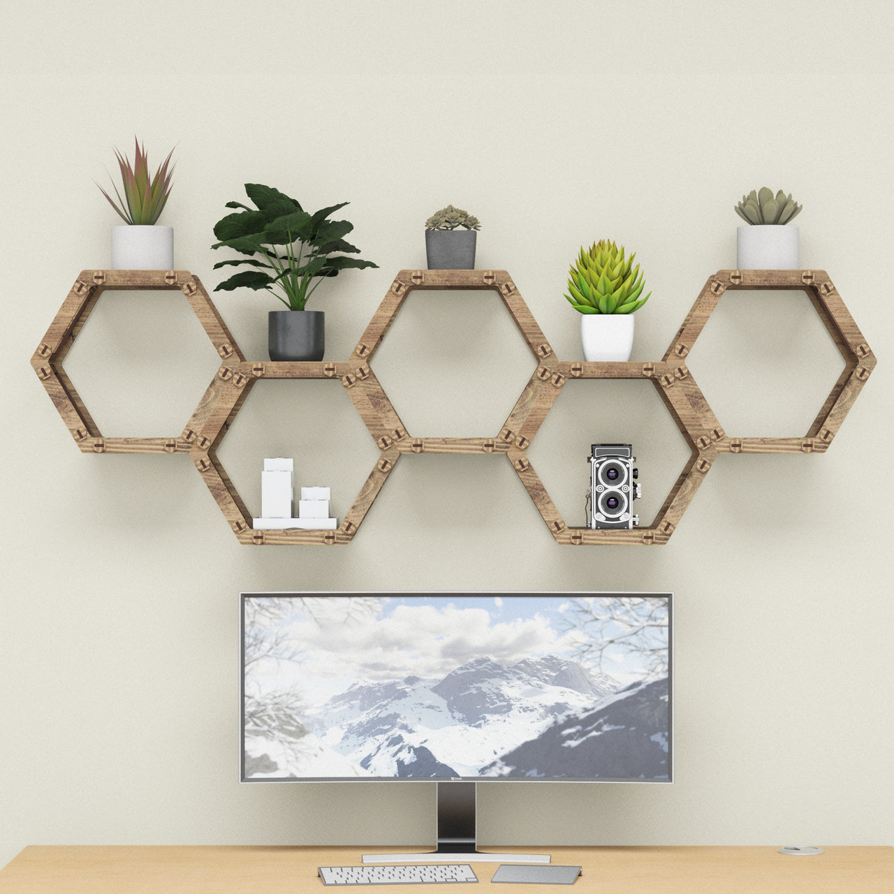 Hexagon Wall Shelves [5pcs set]