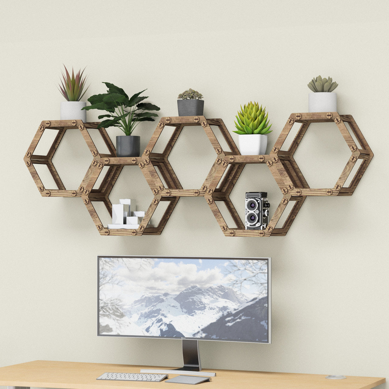 Hexagon Wall Shelves [5pcs set]