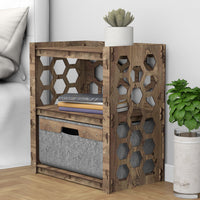 Thumbnail for Honeycomb Bedside Table Nightstand 1 Drawer [1 LARGE GRAY BIN]