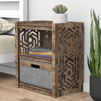 Thumbnail for Solar Bedside Table Nightstand 1 Drawer [1 LARGE GRAY BIN]