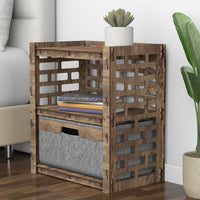 Thumbnail for Brickwall Bedside Table Nightstand 1 Drawer [1 LARGE GRAY BIN]