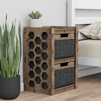 Thumbnail for Honeycomb Bedside Table Nightstand 2 Drawers [2 BLACK BINS]