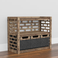 Thumbnail for Brickwall Low Dresser 3 Drawers Side Table [3 SMALL BLACK BINS]