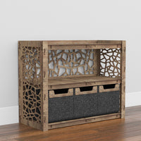 Thumbnail for Stones Low Dresser 3 Drawers Side Table [3 SMALL BLACK BINS]