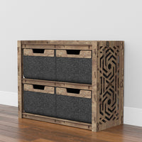 Thumbnail for Solar Low Dresser 4 Drawers Side Table [4 LARGE BLACK BINS]