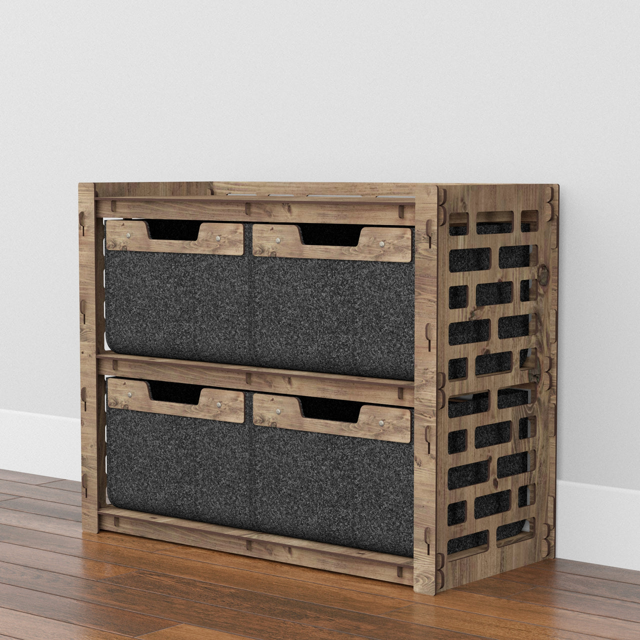 Brickwall Low Dresser 4 Drawers Side Table [4 LARGE BLACK BINS]