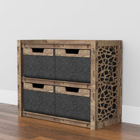 Thumbnail for Stones Low Dresser 4 Drawers Side Table [4 LARGE BLACK BINS]