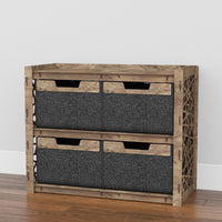 Thumbnail for Crystals Low Dresser 4 Drawers Side Table [4 LARGE BLACK BINS]