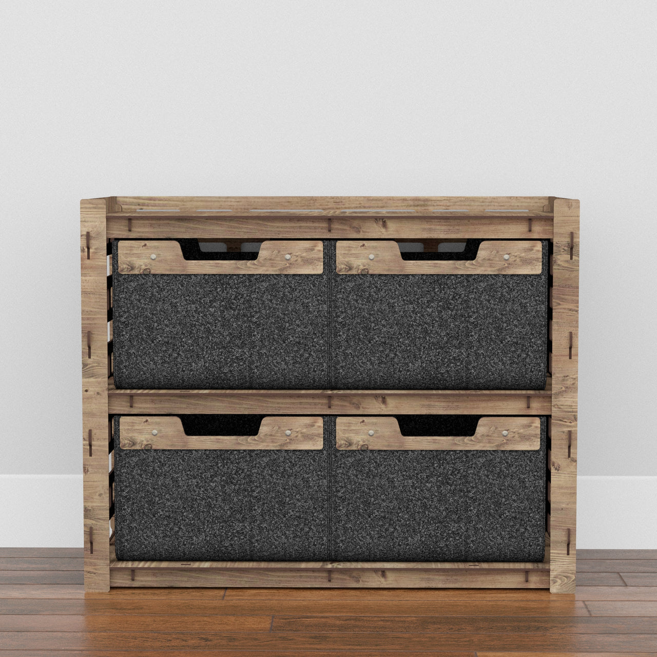 Brickwall Low Dresser 4 Drawers Side Table [4 LARGE BLACK BINS]