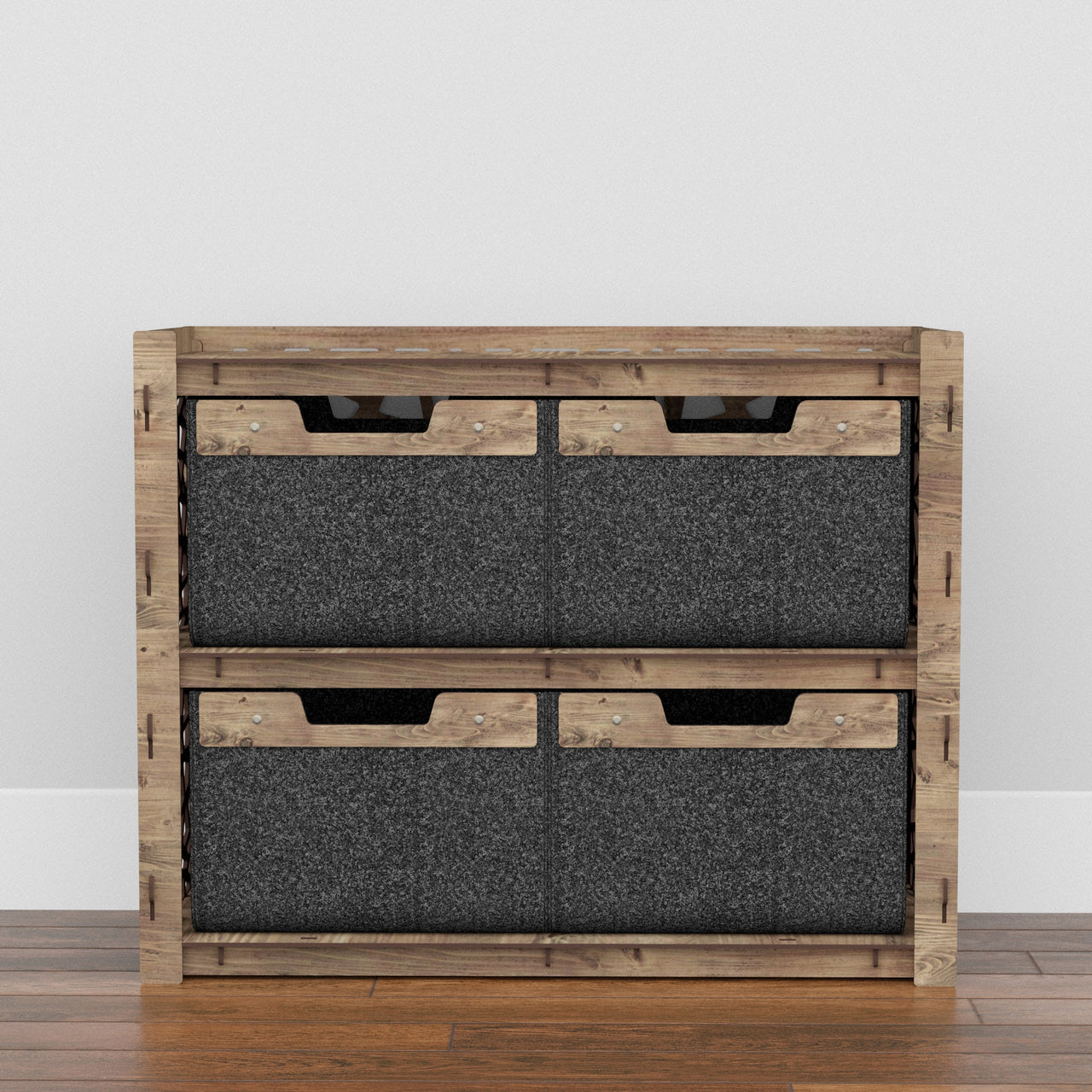 Stones Low Dresser 4 Drawers Side Table [4 LARGE BLACK BINS]