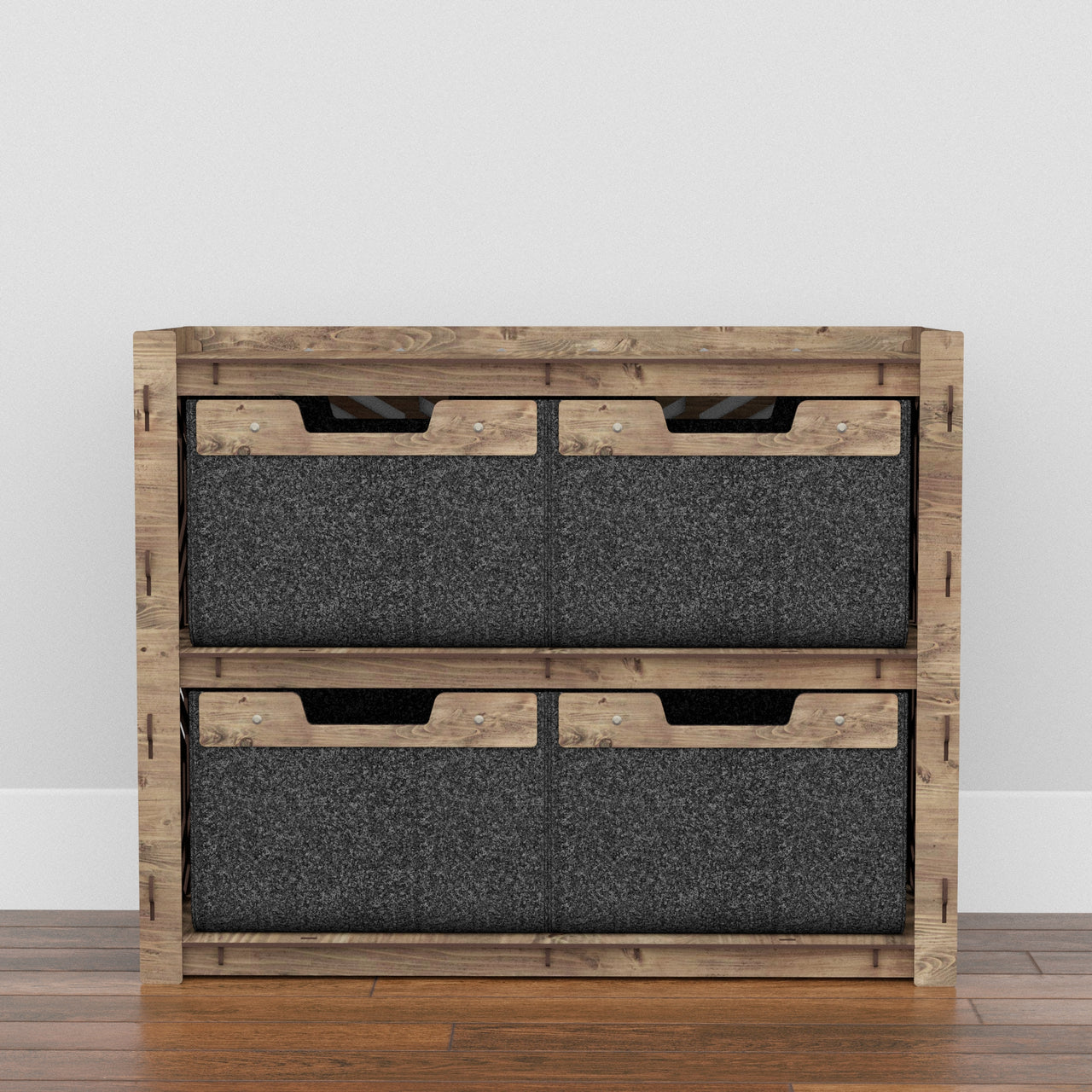 Solar Low Dresser 4 Drawers Side Table [4 LARGE BLACK BINS]