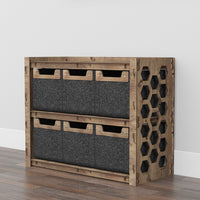 Thumbnail for Honeycomb Low Dresser 4 Drawers Side Table [6 SMALL BLACK BINS]