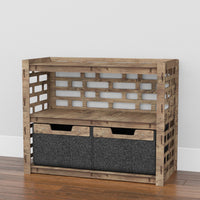 Thumbnail for Brickwall Low Dresser 2 Drawers Side Table [2 LARGE BLACK BINS]