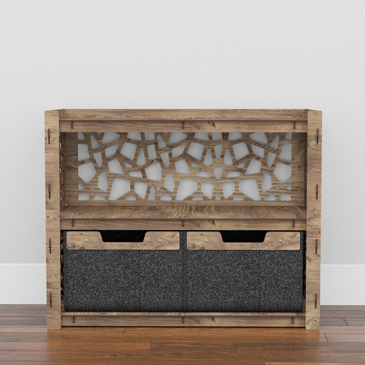 Stones Low Dresser 2 Drawers Side Table [2 LARGE BLACK BINS]