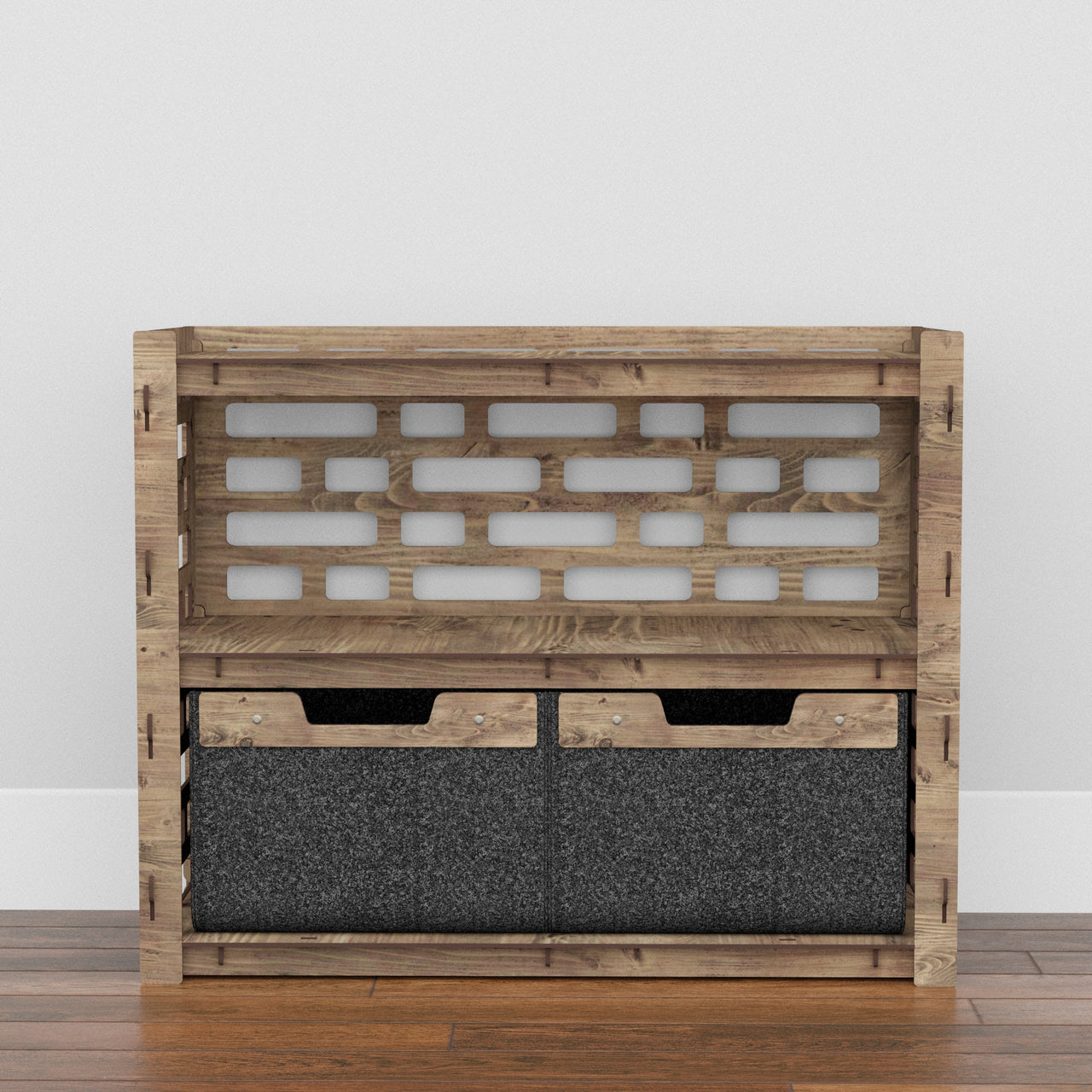 Brickwall Low Dresser 2 Drawers Side Table [2 LARGE BLACK BINS]