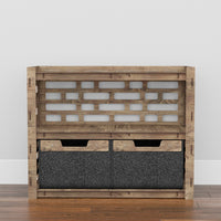 Thumbnail for Brickwall Low Dresser 2 Drawers Side Table [2 LARGE BLACK BINS]