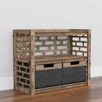 Thumbnail for Brickwall Low Dresser 2 Drawers Side Table [2 LARGE BLACK BINS]