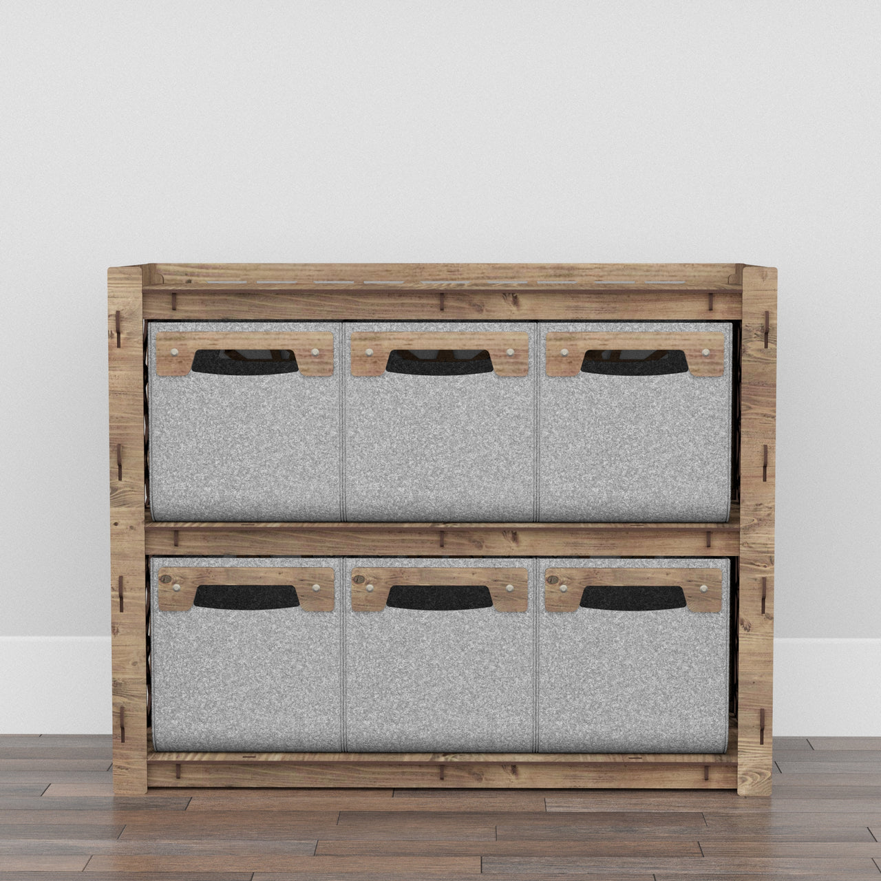 Arabic Low Dresser 6 Drawers Side Table [6 SMALL GRAY BINS]