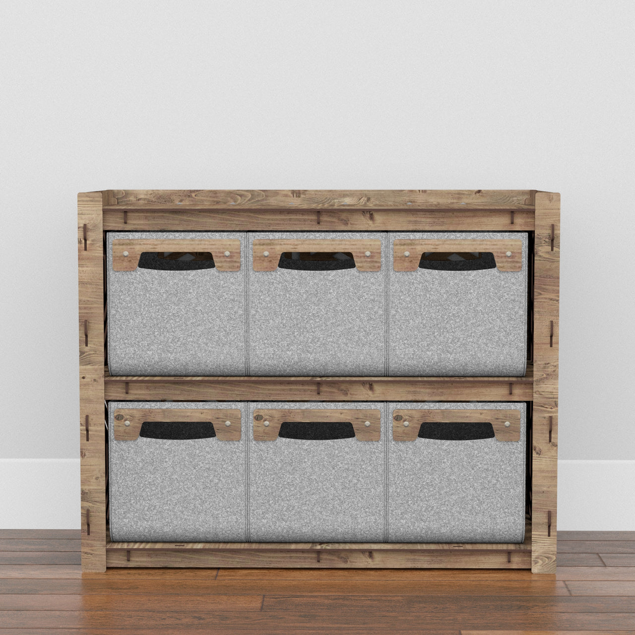 Solar Low Dresser 6 Drawers Side Table [6 SMALL GRAY BINS]