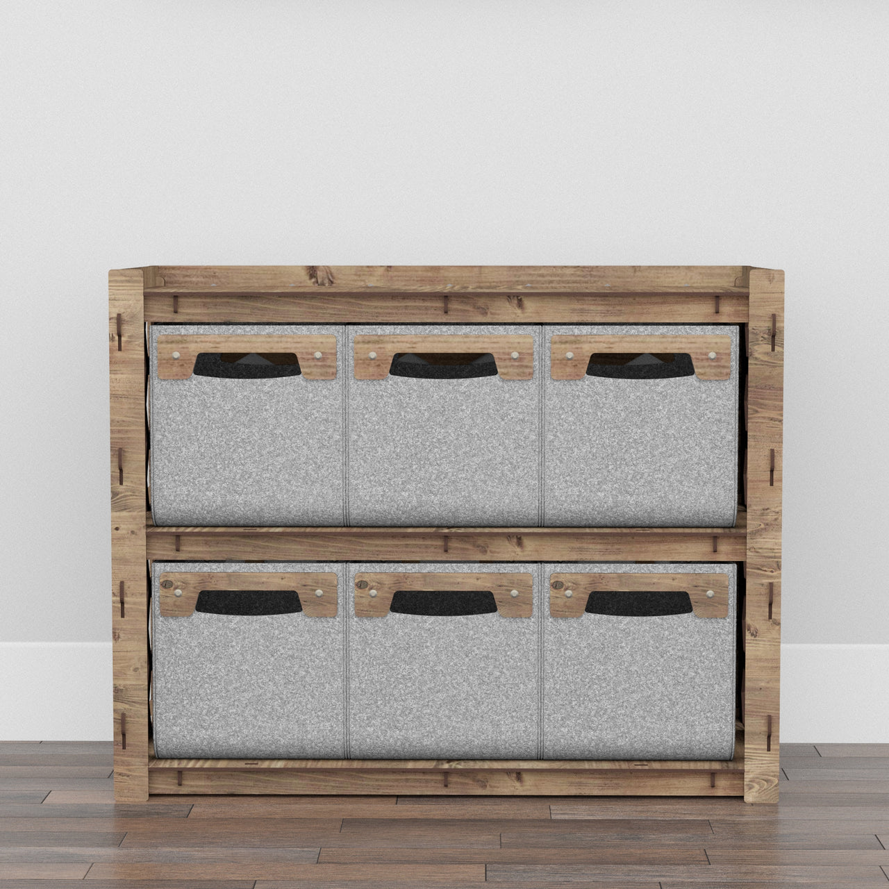 Honeycomb Low Dresser 6 Drawers Side Table [6 SMALL GRAY BINS]