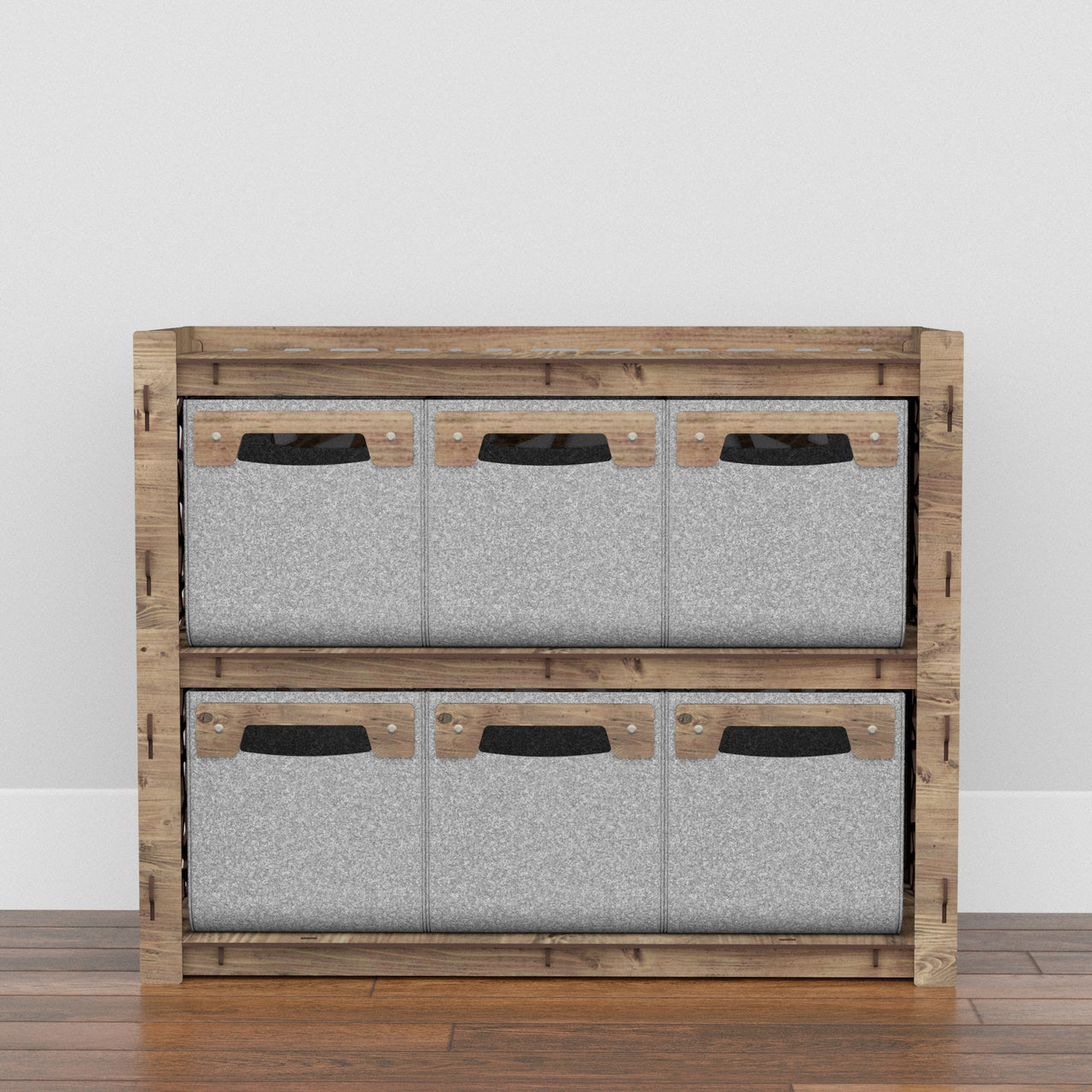 Stones Low Dresser 6 Drawers Side Table [6 SMALL GRAY BINS]