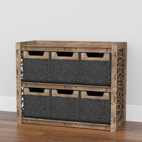 Thumbnail for Stones Low Dresser 4 Drawers Side Table [6 SMALL BLACK BINS]