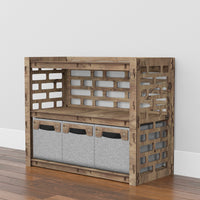 Thumbnail for Brickwall Low Dresser 3 Drawers Side Table [3 SMALL GRAY BINS]