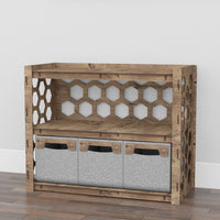 Thumbnail for Honeycomb Low Dresser 3 Drawers Side Table [3 SMALL GRAY BINS]