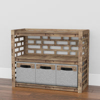 Thumbnail for Brickwall Low Dresser 3 Drawers Side Table [3 SMALL GRAY BINS]