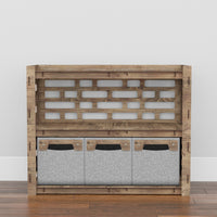 Thumbnail for Brickwall Low Dresser 3 Drawers Side Table [3 SMALL GRAY BINS]