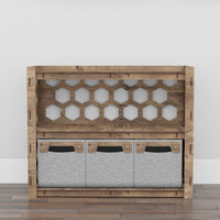 Thumbnail for Honeycomb Low Dresser 3 Drawers Side Table [3 SMALL GRAY BINS]