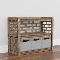 Thumbnail for Brickwall Low Dresser 3 Drawers Side Table [3 SMALL GRAY BINS]