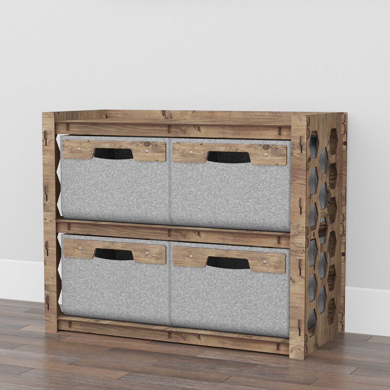 Crystals Low Dresser 4 Drawers Side Table [4 LARGE GRAY BINS] (Copy)