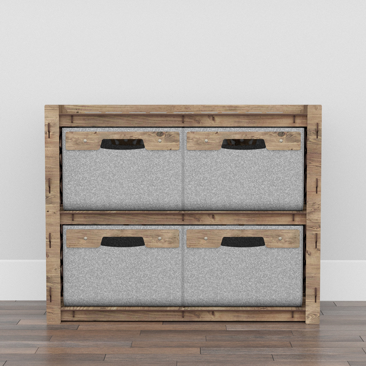 Arabic Low Dresser 4 Drawers Side Table [4 LARGE GRAY BINS]