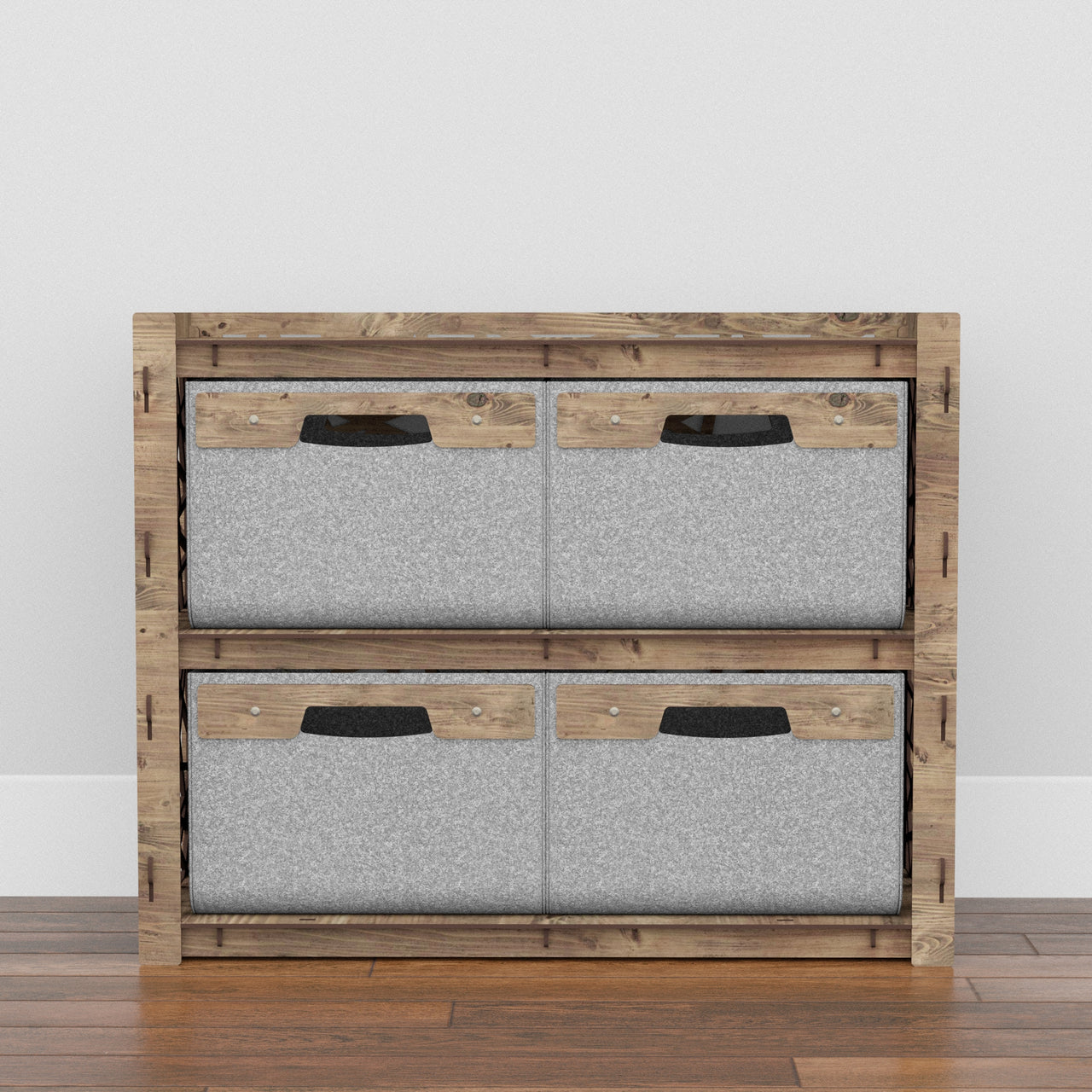 Crystals Low Dresser 4 Drawers Side Table [4 LARGE GRAY BINS]