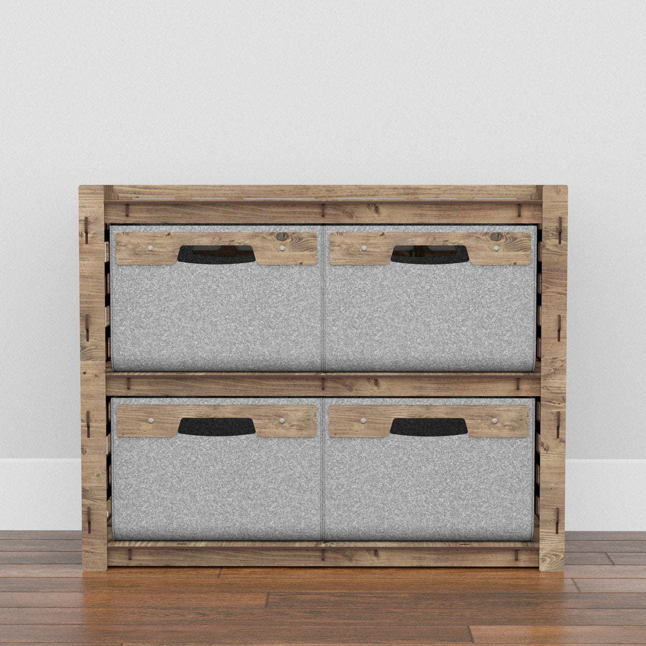 Brickwall Low Dresser 4 Drawers Side Table [4 LARGE GRAY BINS]