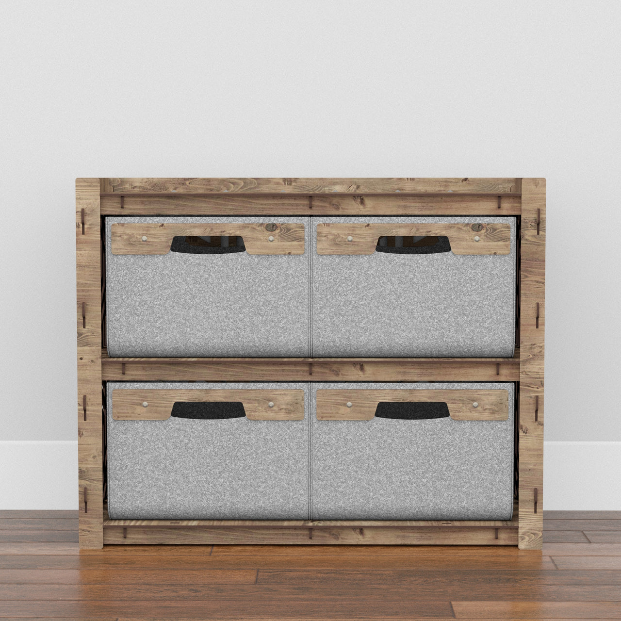 Solar Low Dresser 4 Drawers Side Table [4 LARGE GRAY BINS]