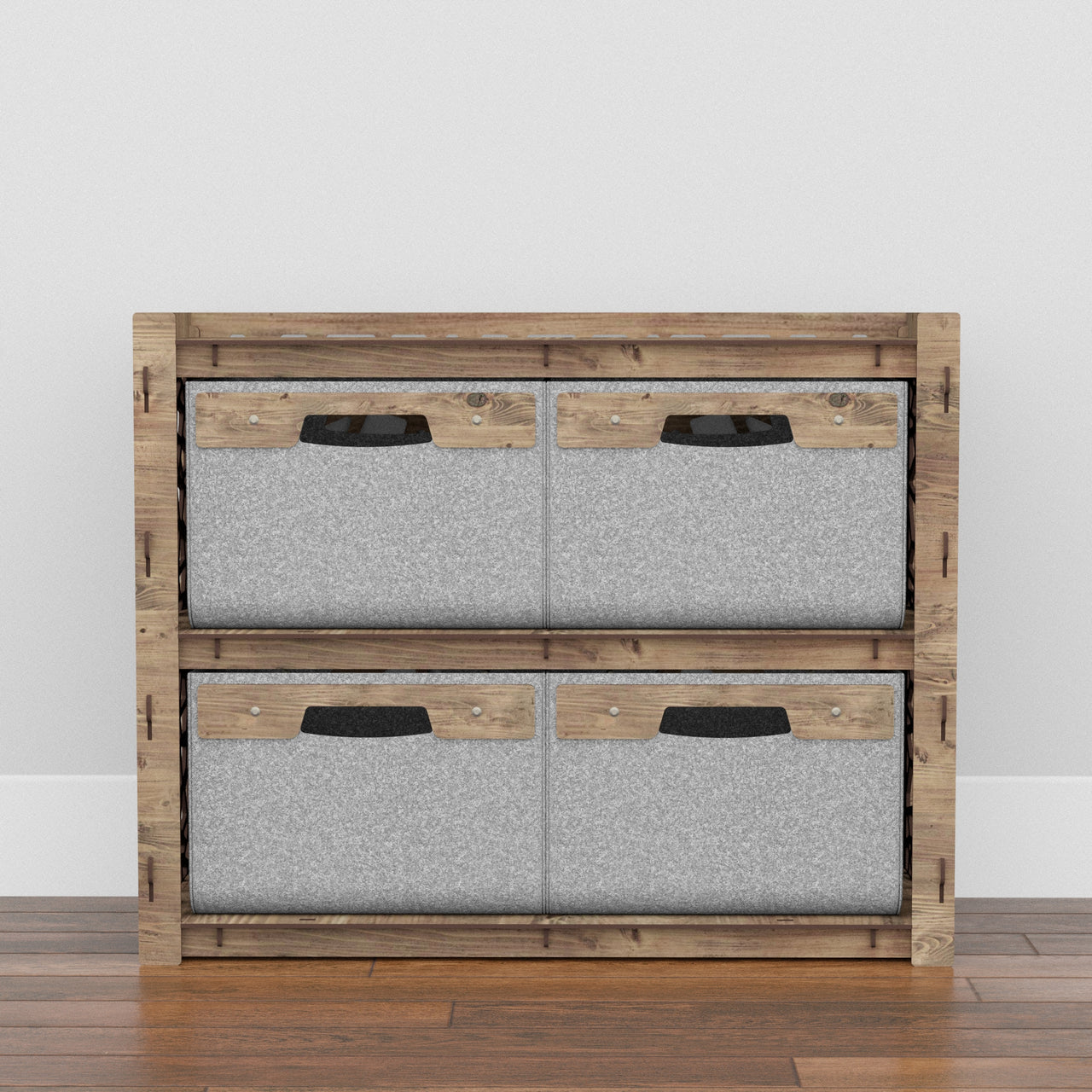 Stones Low Dresser 4 Drawers Side Table [4 LARGE GRAY BINS]