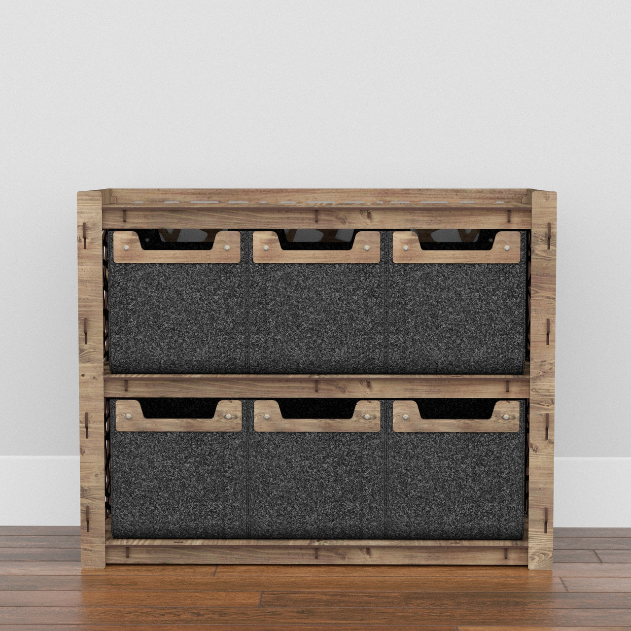 Stones Low Dresser 4 Drawers Side Table [6 SMALL BLACK BINS]