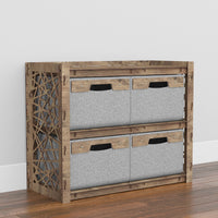 Thumbnail for Crystals Low Dresser 4 Drawers Side Table [4 LARGE GRAY BINS]