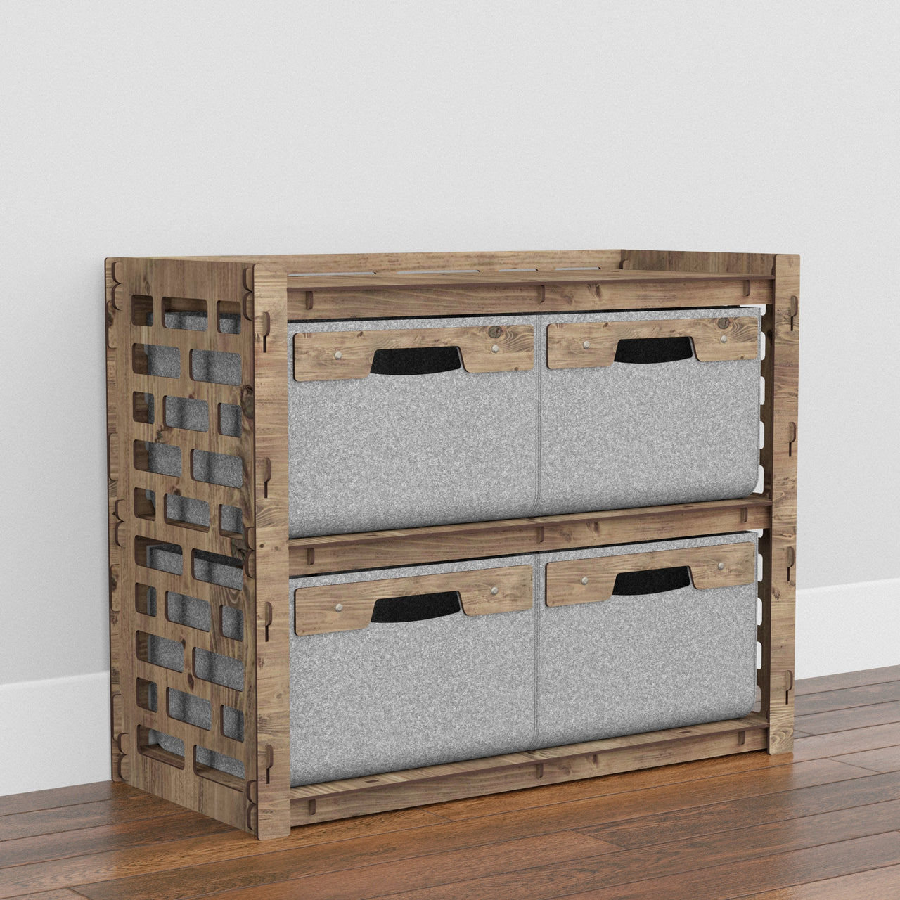 Brickwall Low Dresser 4 Drawers Side Table [4 LARGE GRAY BINS]