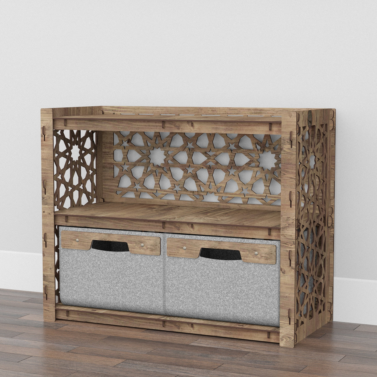 Arabic Low Dresser 2 Drawers Side Table [2 LARGE GRAY BINS]