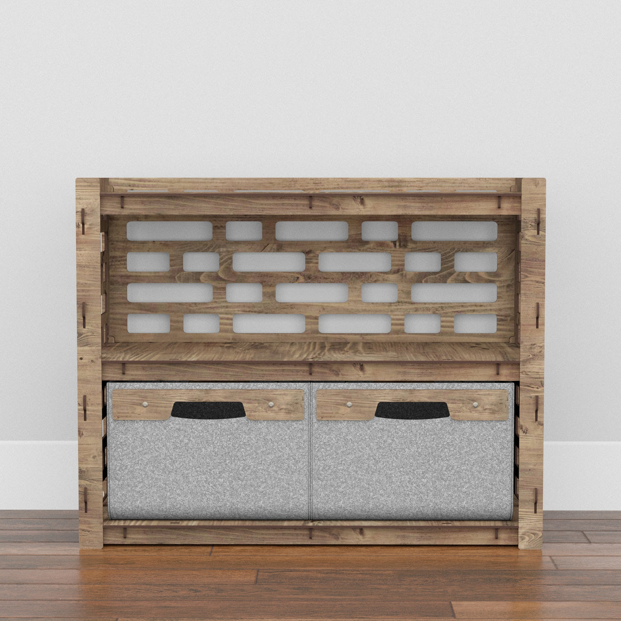 Brickwall Low Dresser 2 Drawers Side Table [2 LARGE GRAY BINS]