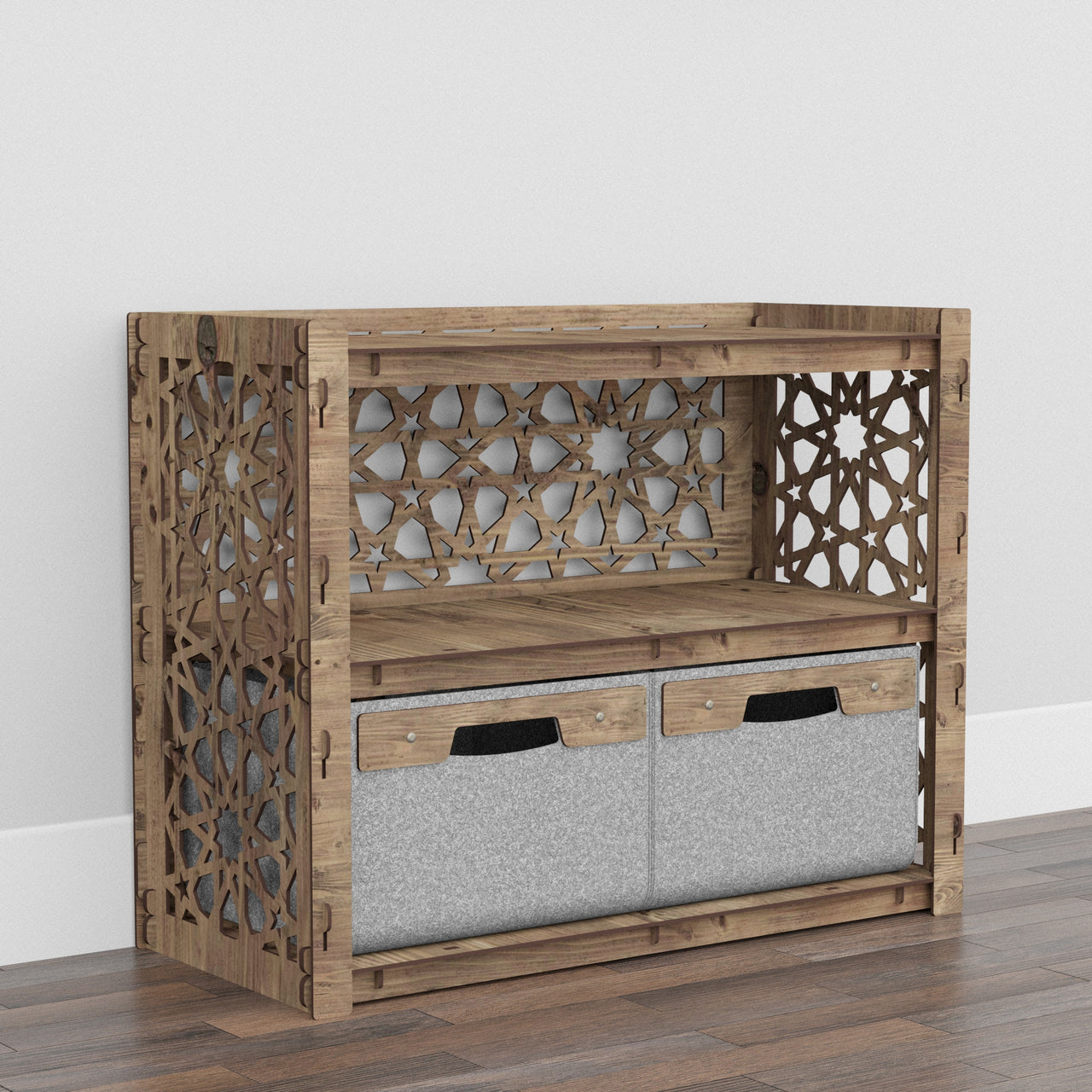 Arabic Low Dresser 2 Drawers Side Table [2 LARGE GRAY BINS]