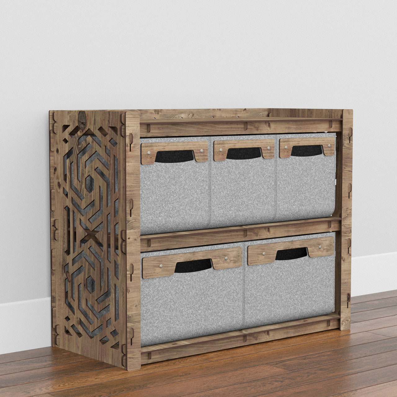 Solar Low Dresser 5 Drawers Side Table [2L 3S GRAY BINS] (Copy)